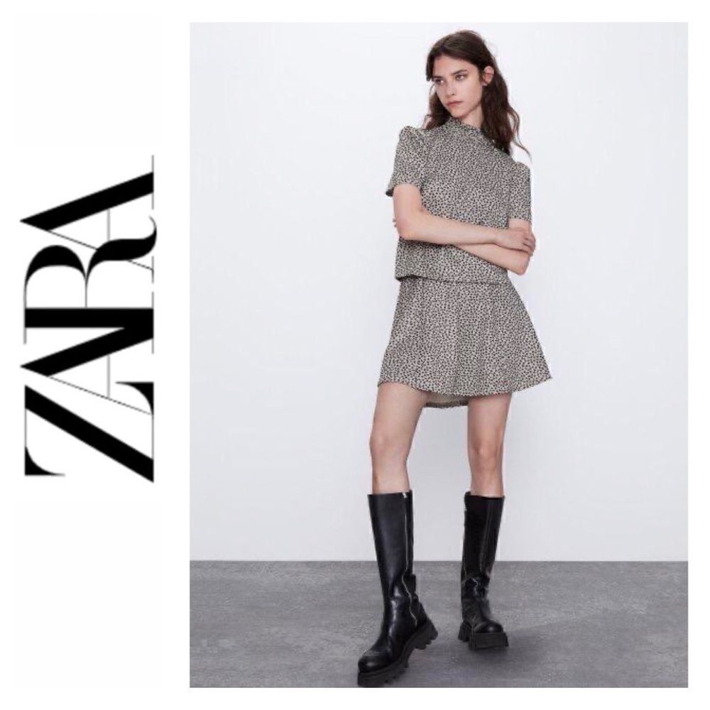 NWT Zara Leopard Print Knit A-Line Pull On Mini Skirt, Size Large